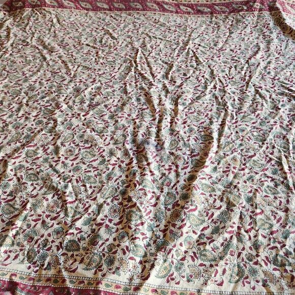 Paisley floral cream boho cotton table cover large rectangular - Picture 6 of 7